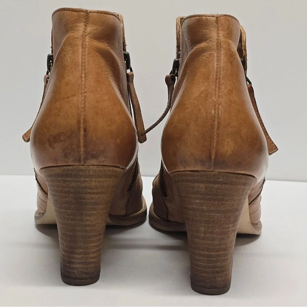 Paul Green Malibu Sliced Zip Bootie Tan Brown Leather US 10